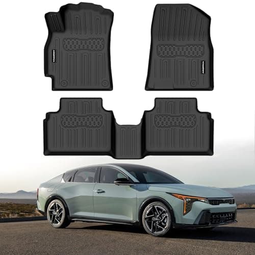 All Weather Floor Mats for 2025 2026 Kia K4, TPE Rubber Floor Liners Anti-Slip Full Set Automotive Mats for 2025 Kia K4 Accessories
