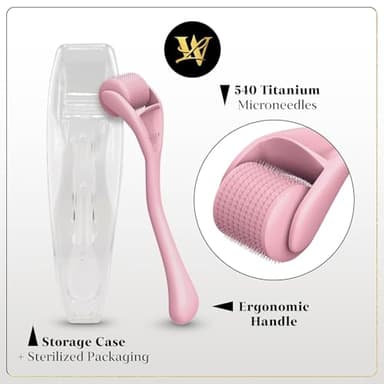 Derma Roller for Skin, Hair & Beard – Women and Men Titanium Microneedling Roller for Face & Scalp, Safe & Easy to Use - Pink - Image 6