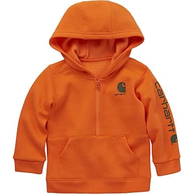 Carhartt Baby Boys Long-Sleeve Half-Zip Hooded Sweatshirt, Exotic Orange, 9 Months