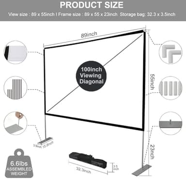 Outdoor Projector Screen with Stand 100 Inch: Portable Projection Screen for Outside Theater Home Backyard Movies - Image 3