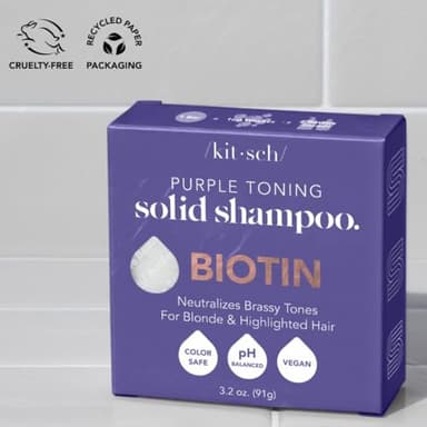 Kitsch Toning Purple Shampoo For Blondes & Color Treated Hair - Shampoo Bar For Women and Men - Biotin Shampoo for Strengthening & Neutralizing Brassy Tones - Vegan, Silicone & Sulfate Free - 3.2 oz - Image 7