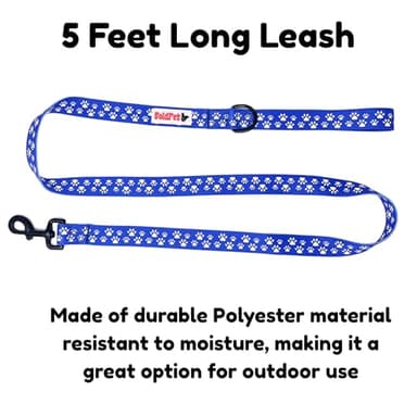 BOLDPET Dog Collar and Leash Set - Durable Polyester Material -Adjustable Collar-Safe Metal Buckle-Cute Pawprints Design Dog Leash and Collar Set for Small, Medium and Large Dogs - Image 4