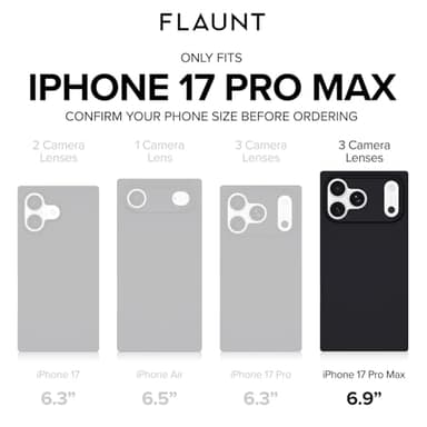 Flaunt Official Square Protective Case - Compatible with iPhone 17 Pro Max - Compatible with MagSafe & Wireless Charging - Drop-Tested & Shockproof - (Black Crocodile) - Image 2