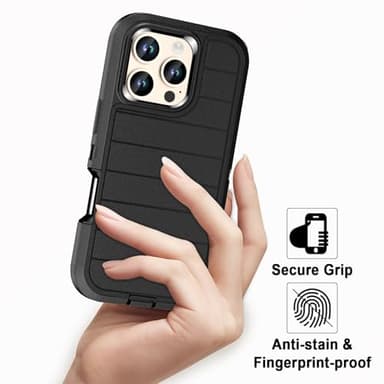 Paprose for iPhone 16 Pro Max Case Heavy Duty 3-Layer[Shockproof][Dropproof][Dust-Proof] Military Grade Rugged Full Body Protection Cover Case for Apple iPhone 16 Pro Max 5G 6.9 inch,Black - Image 6