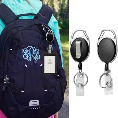 Diateklity 20 Pack Retractable Badge Holder with Carabiner Reel Clip, Badge Reel Bulk ID Card Key Holder with Ring, Heavy Duty Black Key Chain Extender for Office Work Employee - Image 4