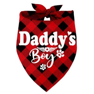 Daddy's Boy Dog Bandana, Daddy's Boy Gift Dog Bandana, Pet Scarf Accessories, Printed Dog Bandanas Gift for Dog Birthday, Christmas, Father’s Day Party, Bandana Gift for Small Medium Large Dogs (D1) - Image 1