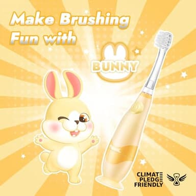 Papablic Toddler Sonic Electric Toothbrush Kids for Ages 1-3 Years, Baby Electric Toothbrush with Cute Rabbit Cover and Smart LED Timer, 2 Brush Heads (Bunny) - Image 2