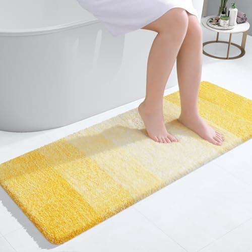 OLANLY Bathroom Runner Rugs 47x17, Extra Soft Absorbent Microfiber Bath Rugs, Rubber Backing, Quick Dry, Machine Washable Bath Mats for Bathroom Floor, Tub and Shower, Home Decor Accessories, Yellow - Image 1