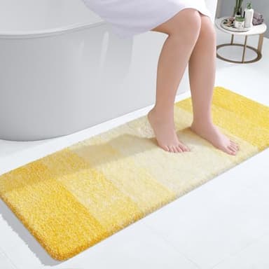 OLANLY Bathroom Runner Rugs 47x17, Extra Soft Absorbent Microfiber Bath Rugs, Rubber Backing, Quick Dry, Machine Washable Bath Mats for Bathroom Floor, Tub and Shower, Home Decor Accessories, Yellow - Image 1