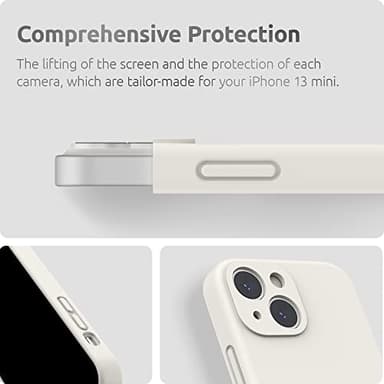 SURPHY Compatible with iPhone 13 Mini Case with Screen Protector, (Camera Protection & Soft Microfiber Lining) Liquid Silicone Phone Case 5.4 inch 2021, White - Image 4