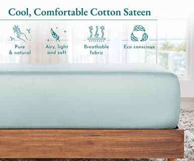 California Design Den Soft 100% Cotton Twin XL Fitted Sheet Only, Durable Sateen, All-Around Elastic, Head Side/Foot Side Indicators, Twin XL No Slip Sheets (Seafoam) - Image 4