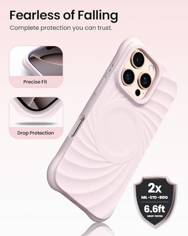 ORNARTO Vortuxe for iPhone 16 Pro Case 6.3" | 2X MIL-STD Drop Protection | Compatible with MagSafe | Sleek Aesthetic Liquid Silicone Phone Cover - Pale Rose Quartz - Image 3