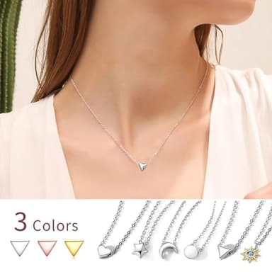 Hypoallergenic 925 Sterling Silver Tiny Pendant Necklace, Delicate Simple Geometric Triangle Necklaces for Women - Image 3