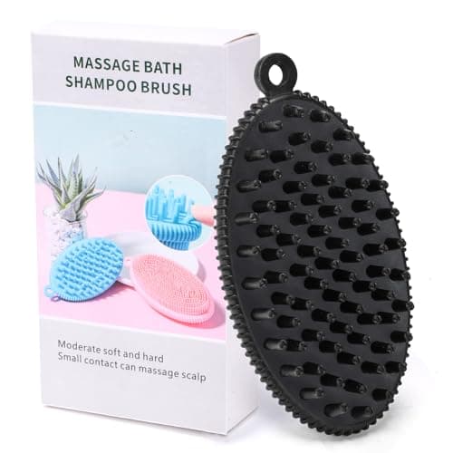 ROPO Dog Shampoo Brush, Dog Bath Brush & Dogs Shower, Dog Hand Brush for Grooming, Dog Scrubber for Bath, Dog Wash Brush (Black) - Image 1