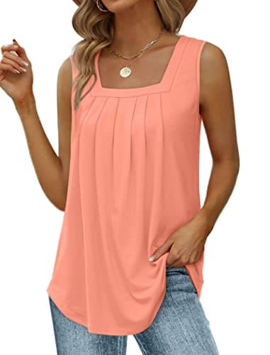 Summer Tank Tops for Women Dressy Casual Square Neck Spring Tops 2025 Plus Size Clothes for Women XXL - Image 1