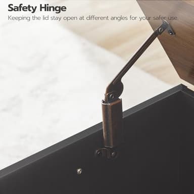 HOOBRO Storage Bench, 39.3" Retro Wooden Storage Chest, Wooden Storage Trunk, Toy Chest with Lift Top, Multifunctional Entryway Organizer, for Entryway, Living Room, Black and Walnut BH141CW01 - Image 6