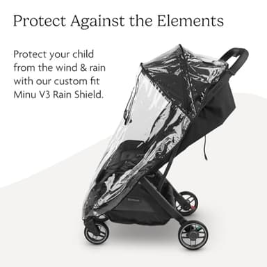 UPPAbaby Minu V3 Rain Shield - Waterproof and Windproof Coverage - Ventilated Design - Quick Attachment - Easy Access to Child - Image 2