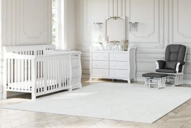 Storkcraft Tuscany Custom Glider and Ottoman with Free Lumbar Pillow (White/Grey) - Cleanable Upholstered Comfort Rocking Nursery Chair with Ottoman - Image 2