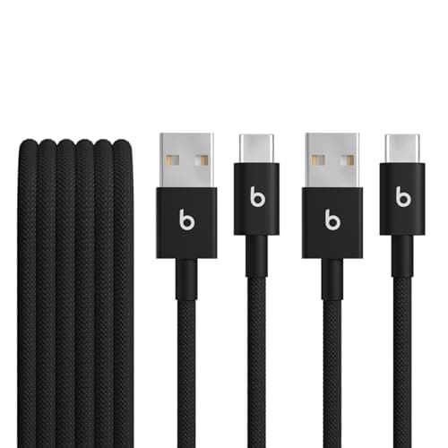 Beats USB-A to USB-C Woven Cable 2 Pack Fast Charging Durable/Tangle-Free Compatible Charger for Apple & Android Devices (1.5 m, 5 ft) - Bolt Black - Image 1