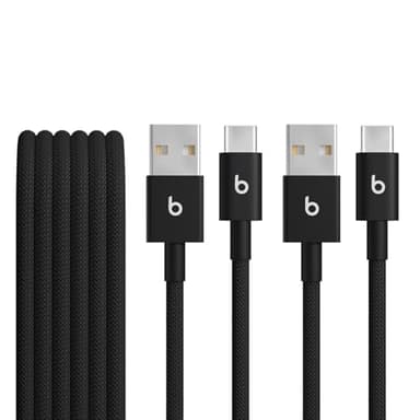 Beats USB-A to USB-C Woven Cable 2 Pack Fast Charging Durable/Tangle-Free Compatible Charger for Apple & Android Devices (1.5 m, 5 ft) - Bolt Black - Image 1