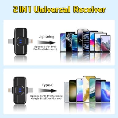 Wireless Lavalier Microphone for iPhone iPad Android with Noise Cancellation, 10 Hours of Battery Mini Microphone for Recording, Live Streaming, YouTube, Facebook, TikTok - Image 3