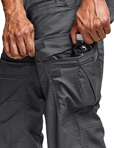 CQR Men's Flex Ripstop Tactical Pants, Water Resistant Stretch Cargo Pants, Lightweight EDC Hiking Work Pants, Dura Flex Charcoal, 34W x 32L - Image 8