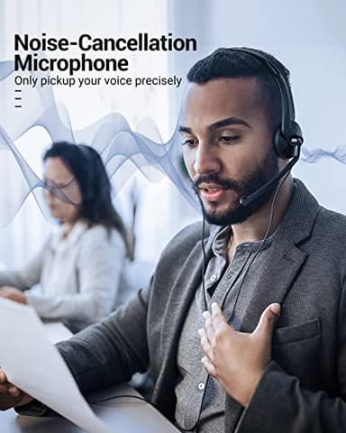 FEABASK USB Headset with Microphone for PC Laptop - Wired Computer Headphones with Noise Cancelling Microphone for Home Office Online Class Skype Zoom Meetings,in Line Mute Controls - Image 6