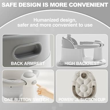 Trankerloop Baby Bath Seat for Babies 6 Months & up, Non-Slip Toddler Bath Seat for Baby & Newborn, Sit Up Bath Seat for Baby,Grey - Image 5