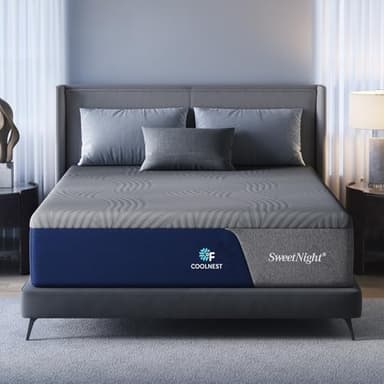 Sweetnight CoolNest 14 Inch King Size Mattress, Cooling King Memory Foam Mattress for Cool Night Sleep, 5-Zone Ergo Support for Pressure Relief, Medium, CertiPUR-US Certified - Image 1