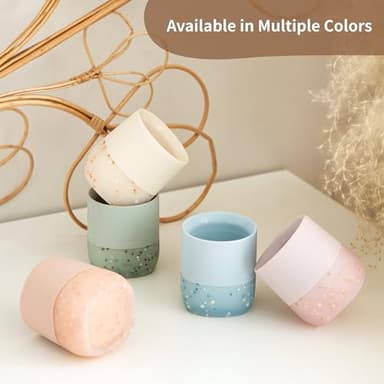 Moonkie Silicone Baby Cups 4 Months+ | Tiny Open Training Cups for Infants with Confetti Sprinkles | Baby-Led Weaning Essential | 2 oz (Blush/Soft Lilac, 2 Pack) - Image 2