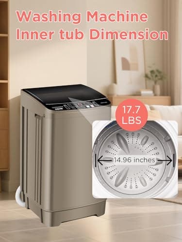 F.W.WOOLWORTHS 17.7 lbs Full Automatic Washing Machine with Spin Dryer - 10 Wash Programs, 8 Water Levels, LED Display, Drain Pump, Washer for Apartment, Dorm, Home, Gold - Image 8