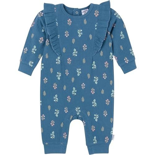 Gerber Baby Girls' Ruffle-Edge Romper, Garden Floral, 0-3 Months - Image 1