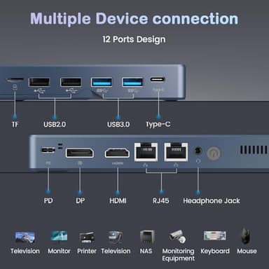 KOOSMILE Mini PC N150(up to 3.6GHz), 12GB DDR5 RAM 256GB/512GB/1TB M.2 SSD Mini PC with 8-Inch Touchscreen 4K Dual Display,WIFI6,BT5.2,12 Ports, Portable Mini Computer(N150-12GB+512GB) - Image 2