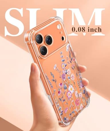 GVIEWIN for iPhone 17 Pro Max Case, [Upgraded Full Camera Protection][Not Yellowing][Screen Protector] Shockproof Protective Clear Floral Phone Case for iPhone 17 Pro Max 6.9'' (Floratopia/Colorful) - Image 8