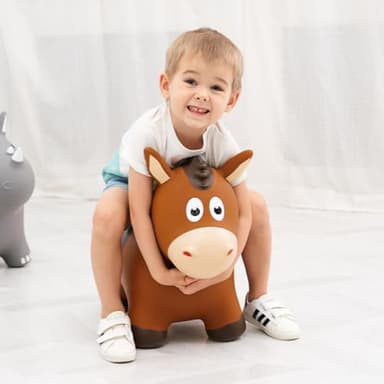 ZOOJOY Bouncy Horse Hopping Toys, Inflatable Animal Horse Toys for Toddlers 1-3, Outdoor Indoor Bounce and Ride On Bouncer for Boys Girls, Birthday Gifts for 18 Months 2 3 4 5 6 Year Old with Pump - Image 7