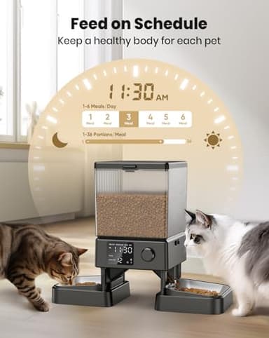 oneisall Automatic Cat Feeder for 2 Cats, 20 Cups/5L Automatic Cat Food Dispenser for Small Pets Indoor, Timed Cat Feeder for Dry Food - Image 7