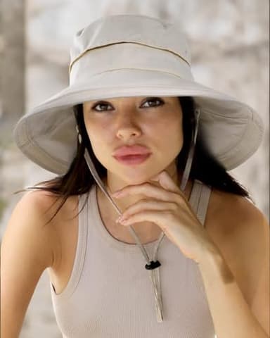 Sun Hats for Women Gardening Hat Wide Brim Ponytail Beach Sun Protection Breathable Cotton Summer Hat with Fold-Up Brim Beige - Image 8