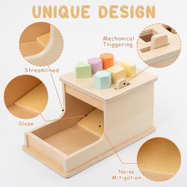 Busy edition Montessori Toys for Babies 6-12 Months Developmental, Object Permanence Box with 6 Blocks, Wooden Baby Toys for Infants Toddlers, Ball Drop Toy - Image 4