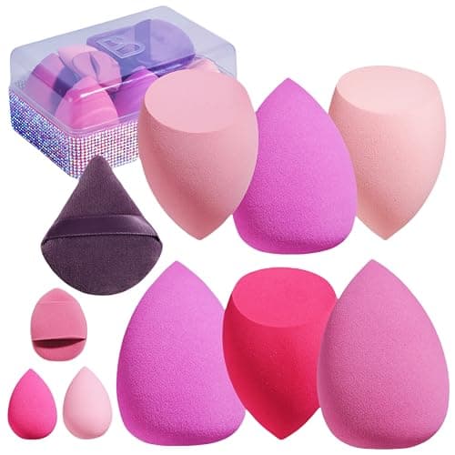 BS-MALL 10 Pcs Premium Makeup Sponges For Foundation - Beauty Blender Sponge Set With Finger & Triangle Puffs For Multi-purpose Use, Travel Essential & Daily Makeup (Diamond) - Image 1
