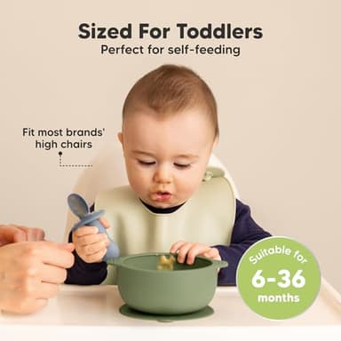 KeaBabies 2-Pack Baby Bowls with Suctions, Lids - Silicone Toddler Suction Bowls for Baby Boy, Girl, Kids, Food Grade Silicone, BPA-Free, Dishwasher Safe, Toddler Eating Essentials (Slate) - Image 3