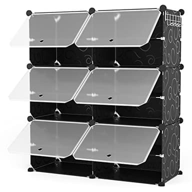 ROJASOP Portable Shoe Rack Organizer 6-Tier Shoe Cabinet 24-Pair shoe Storage Expandable Free Standing Stackable Space Shoe Rack with 2 exclusive Versatile Hooks for Bedroom Black - Image 8