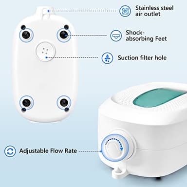 KEDSUM Aquarium Aerator,Air Pump for Aquarium Fish Tank, Dual outlets, 145GPH Adjustable Aerator Bubbler Pump for 10-220 Gallons - Image 4