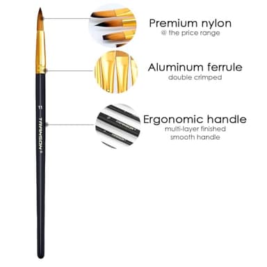 Transon Art Painting Brush Assorted Set of 12 for Acrylic Watercolor Gouache Hobby Painting - Image 3