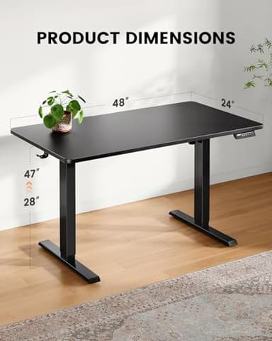 ErGear Whole Piece Standing Desk, Adjustable Stand Up Desk with Cable Management Tray, Electric Computer Workstation for Home Office, 48x24 inch, Black, EGESD64B - Image 3