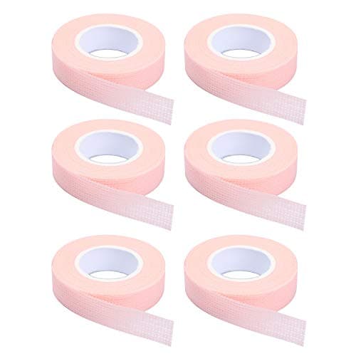 6 Rolls Eyelash Tape,Adhesive Fabric Eyelash Extension Tape,Breathable Micropore Fabric Tape for Eyelash Extension Supplies,9 m/10 Yard Each Roll (Pink) - Image 1