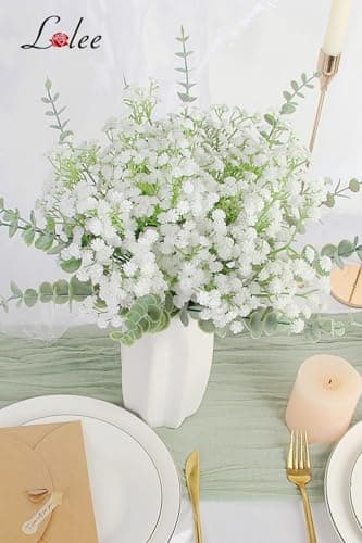 LELEE Baby's Breath Artificial Flowers - 30 PCS Babys Breath Flowers with Eucalyptus Stem Bulk - Real Touch Fake Gypsophila Bouquets for Wedding Decor, Party Arrangements, Home Decoration, DIY Crafts - Image 5