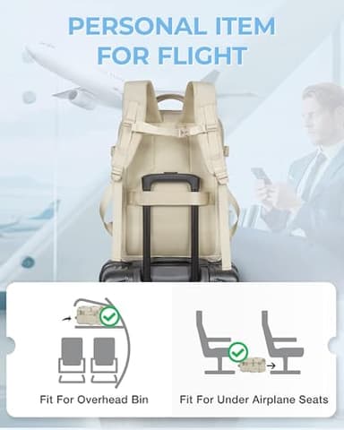 BAGSMART Compression Travel Backpack, 37L Expandable Carry On Backpack with Packing Cubes, Water Resistant Weekender Backpack with Shoe Bag, Warm Beige - Image 5