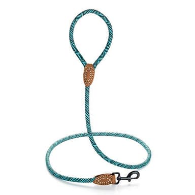 Mile High Life Rope Leash with Genuine Leather Connection, 6 FT/5 FT/4 FT, Heavy Duty Leash for Medium & Large Dogs (Turquoise Green, 48 Inch) - Image 7