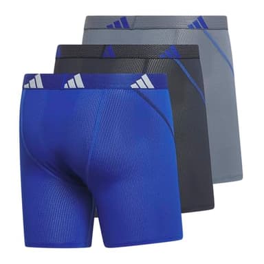 adidas Men's Performance Athletic Mesh Boxer Brief Underwear 3-Pack, Moisture Wicking, Sport Comfort, Team Royal Blue/Legend Ink Blue/Onix Grey, Large - Image 5