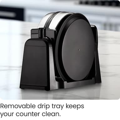 Chefman Rotating Belgian Waffle Maker, 180° Flip Iron w/ Non-Stick Plates, Adjustable Timer, Locking Lid, & Drip Plate, Space Saving Storage, Mess-Free Breakfast, Stainless Steel/Black - Image 8